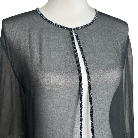 Vintage Beaded Fairy Top Black Sheer Open Whimsigoth Evening Top Jkara L - Picture 6 of 14